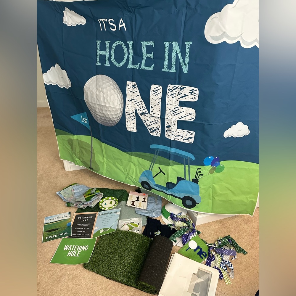 Hole in “One” Themed Birthday Party Supplies for a 1yr old.